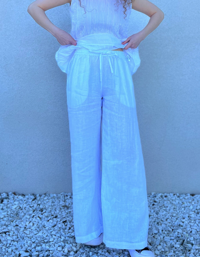 Mistral White Linen Trousers