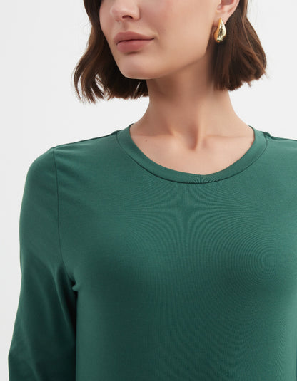 long sleeve green cotton jersey t shirt