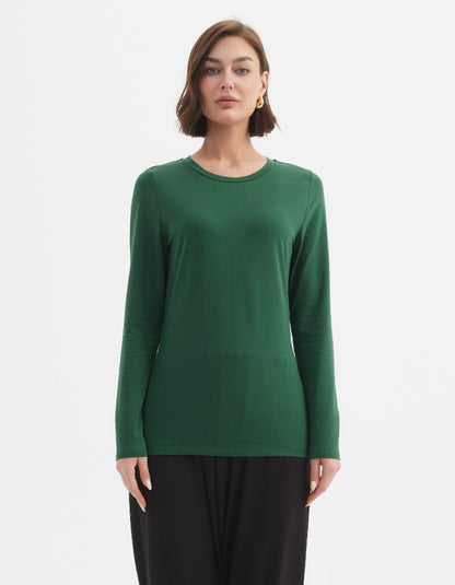 long sleeve green cotton jersey t shirt