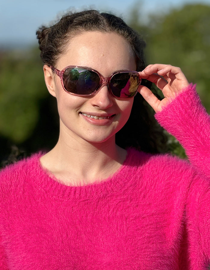 fluffy pink sweater