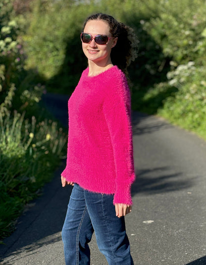 fluffy pink sweater