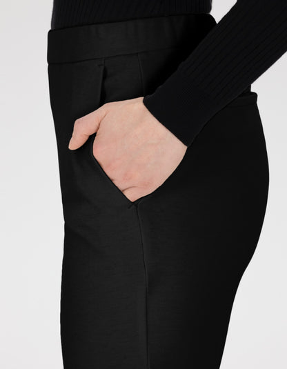 black tapered leg trousers with fluffy jersey feel