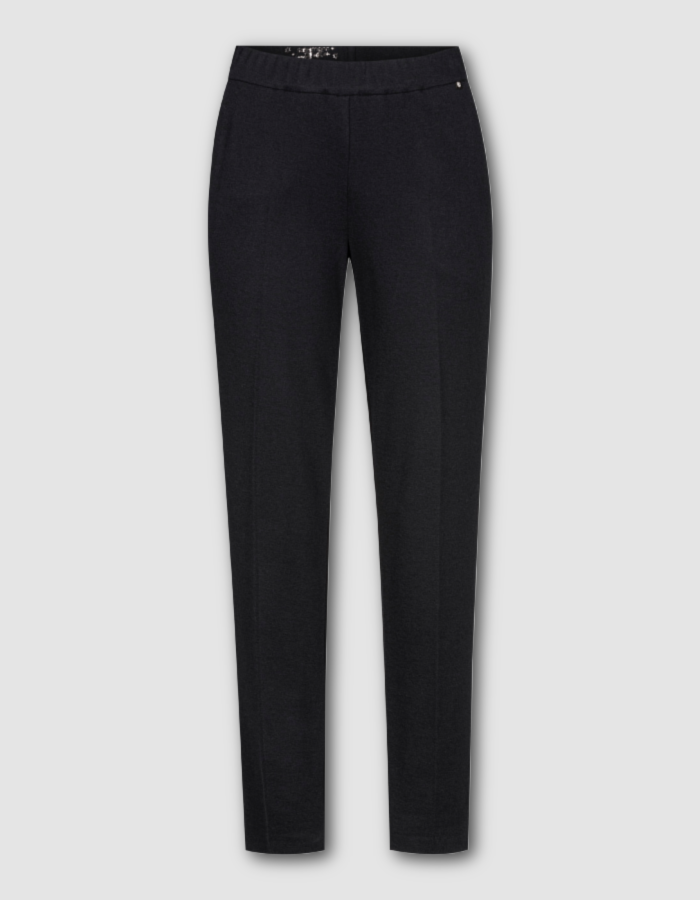 black tapered leg trousers with fluffy jersey feel