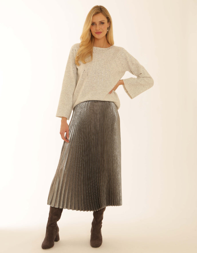 Pomodoro Metallic Pleated Skirt