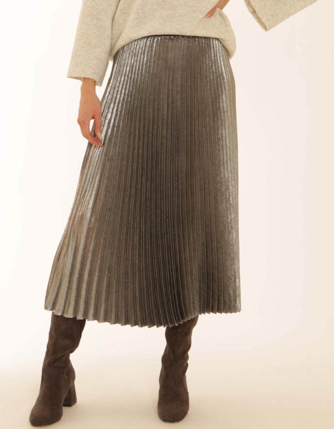 Pomodoro Metallic Pleated Skirt