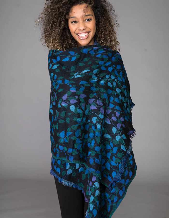 Nila Rubia Woven Scarf in Midnight Leaves