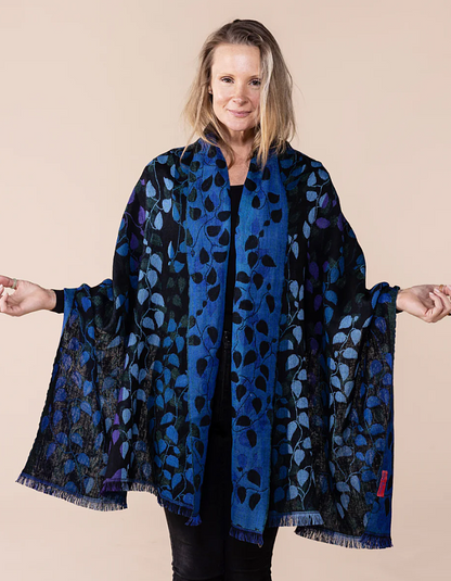 Nila Rubia Woven Scarf in Midnight Leaves