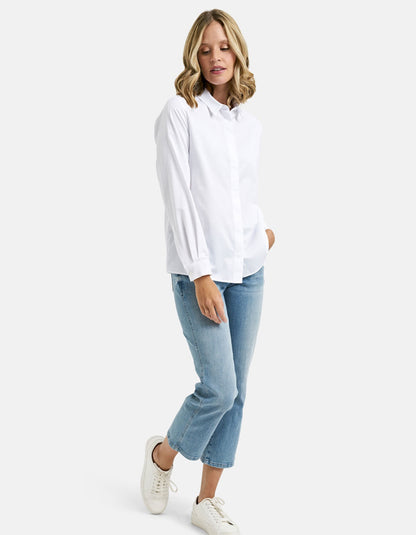 classic white shirt with button down front and collar