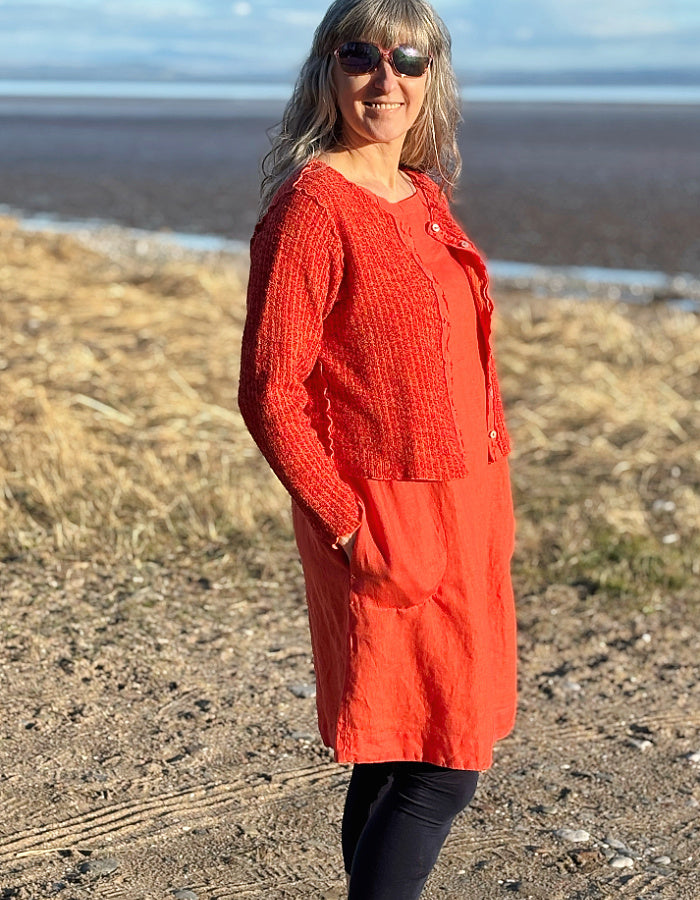 cropped orange cotton summer cardigan