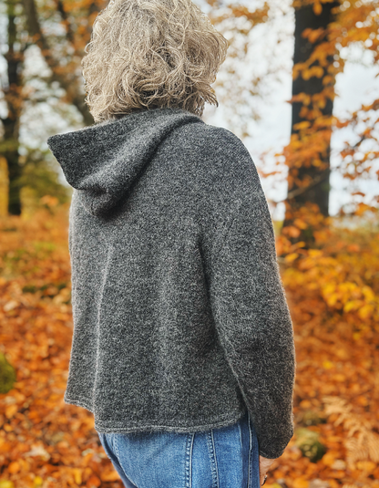 Ochre Elsi Hooded Cardigan in Charcoal Marl Mohair Blend