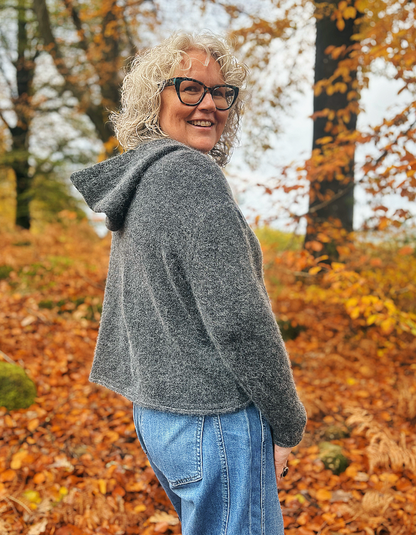 Ochre Elsi Hooded Cardigan in Charcoal Marl Mohair Blend