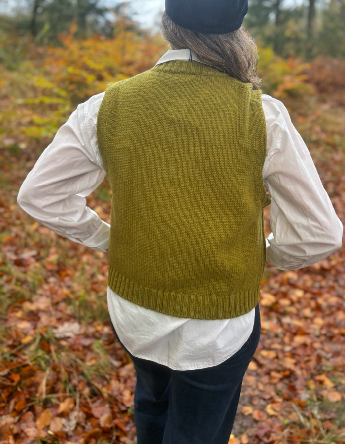 Ochre Mina Waistcoat in Moss Marl Cashmere & Lambswool