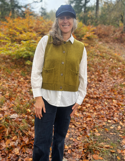 Ochre Mina Waistcoat in Moss Marl Cashmere & Lambswool