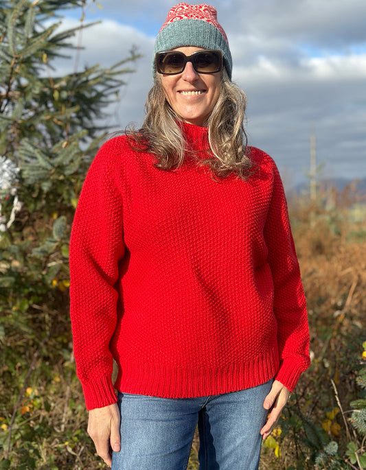 Harley Moss Stitch Polo in Poppy