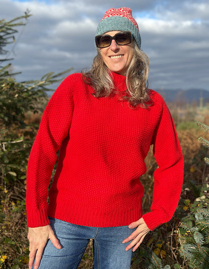 Harley Moss Stitch Polo in Poppy