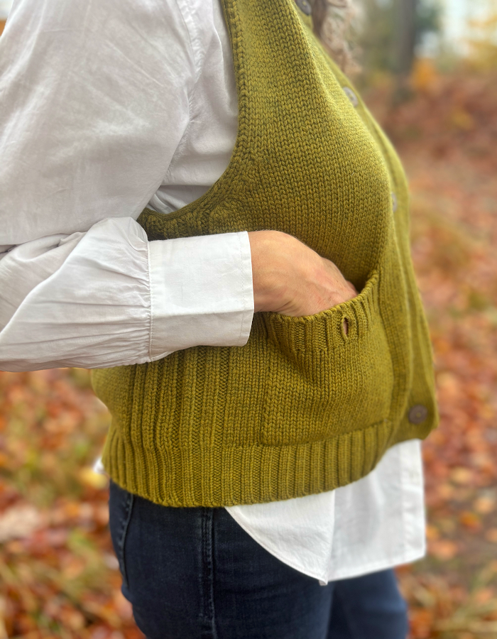 Ochre Mina Waistcoat in Moss Marl Cashmere & Lambswool
