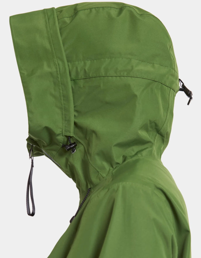 Green hooded jacket on a white background