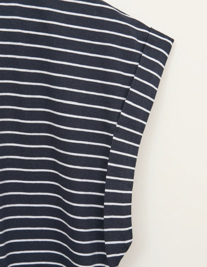 navy and white Breton striped short sleeve cotton t-shirt