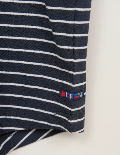 navy and white Breton striped short sleeve cotton t-shirt