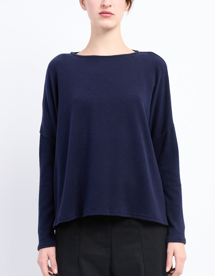 Neirami Luxury Fleece Boxy Knit in Navy