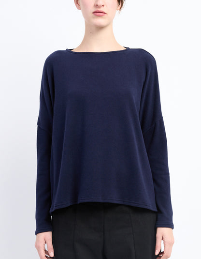 Neirami Luxury Fleece Boxy Knit in Navy