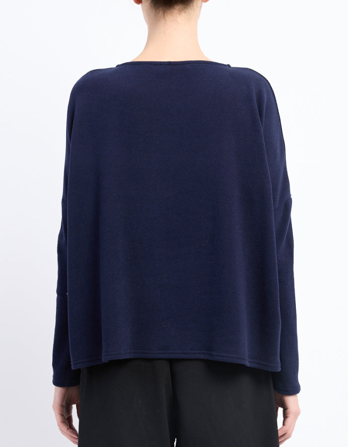 Neirami Luxury Fleece Boxy Knit in Navy