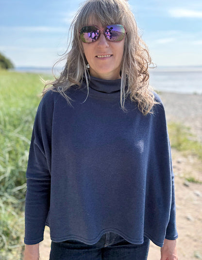Neirami Boxy Turtle Neck in Navy