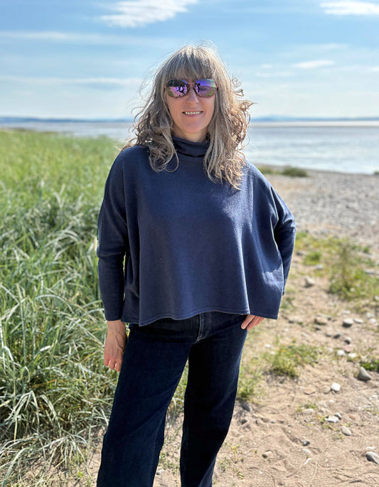 Neirami Boxy Turtle Neck in Navy
