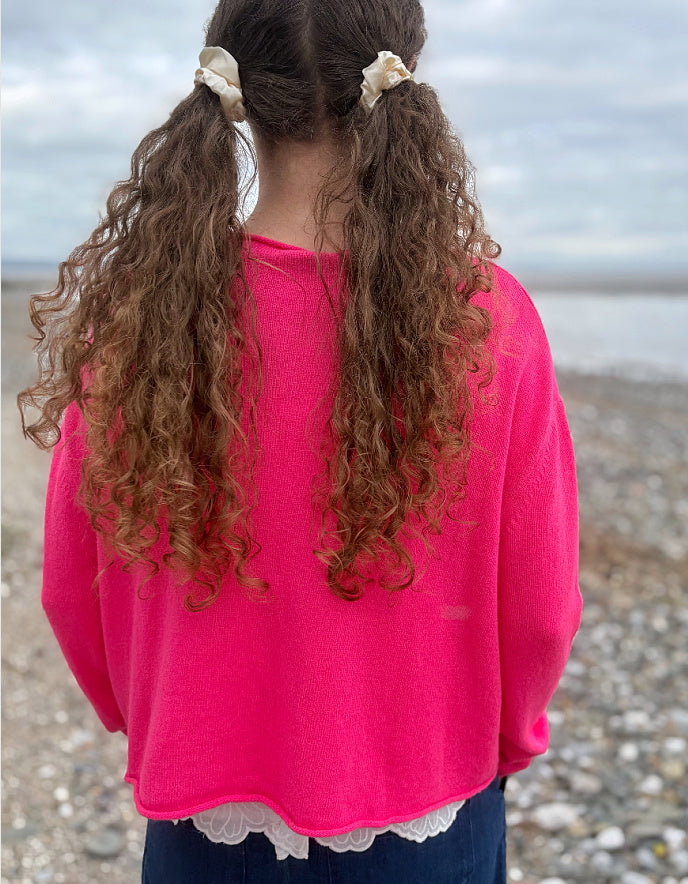 Ochre Cropped Cashmere & Wool Sweater in Neon
