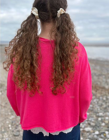 Ochre Cropped Cashmere & Wool Sweater in Neon