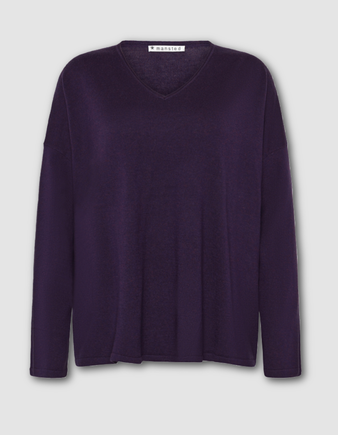 Purple sweater on a light gray background