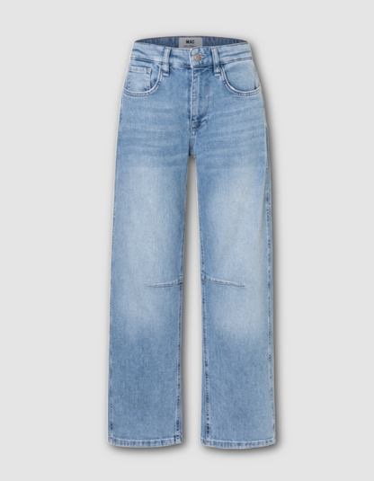 vintage light blue washed barrel jeans