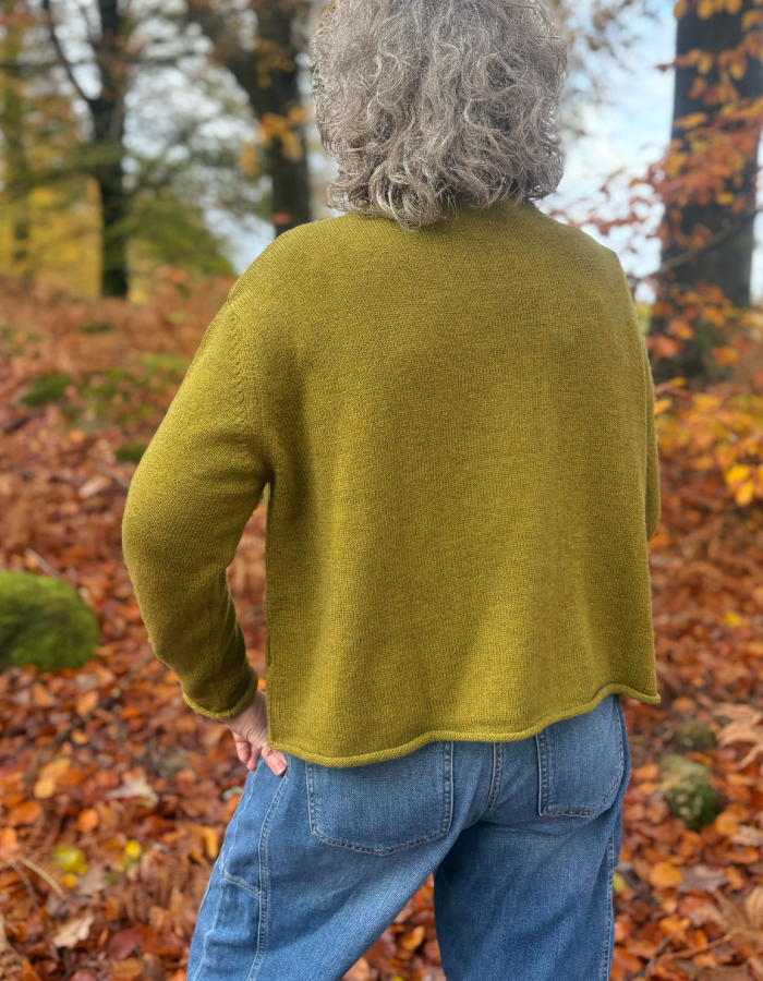 Ochre Pea Jumper in Moss Marl Cashmere & Lambswool