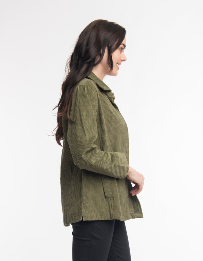 Orientique Jumbo Cord Shirt Jacket in Olive