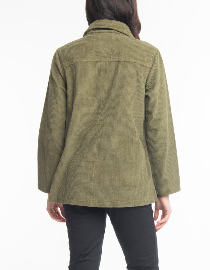 Orientique Jumbo Cord Shirt Jacket in Olive