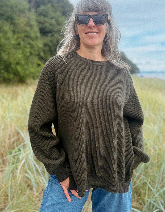 Neirami Ribbed Sweater in Olive