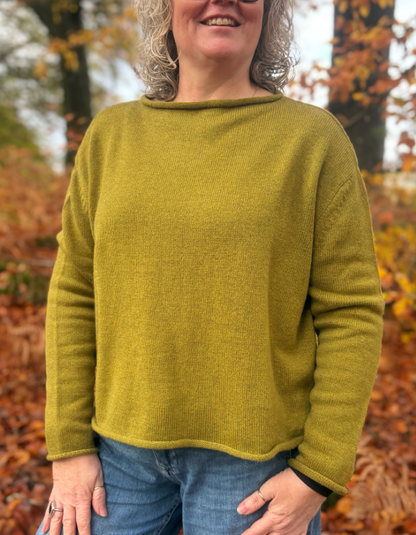 Ochre Pea Jumper in Moss Marl Cashmere & Lambswool