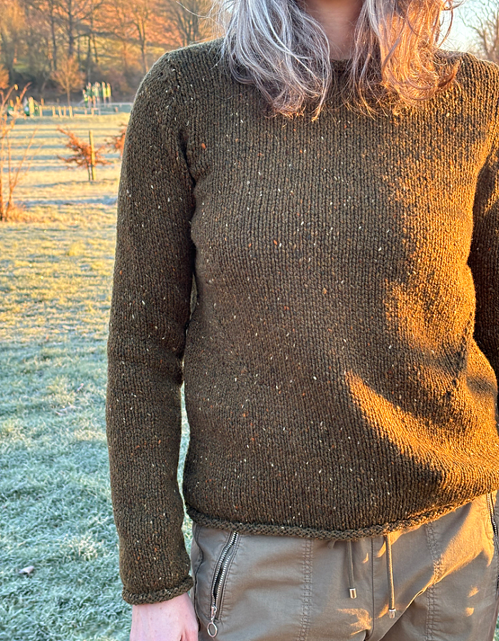 Fisherman out of Ireland Donegal Tweed Roll Neck Sweater in Olive