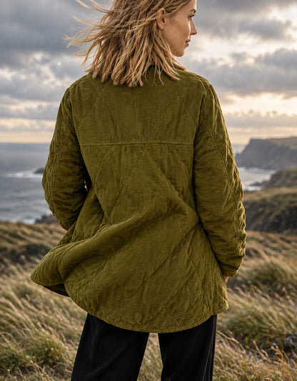 Danefae Danehighland Cord Overshirt in Dark Olive