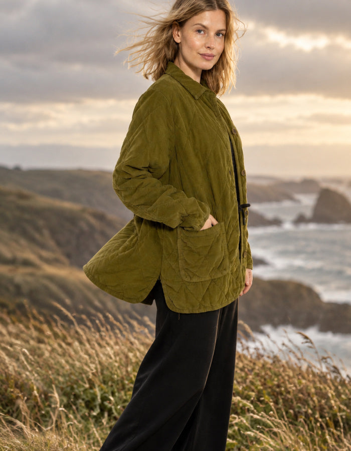 Danefae Danehighland Cord Overshirt in Dark Olive