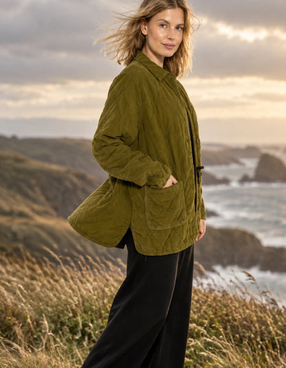 Danefae Danehighland Cord Overshirt in Dark Olive