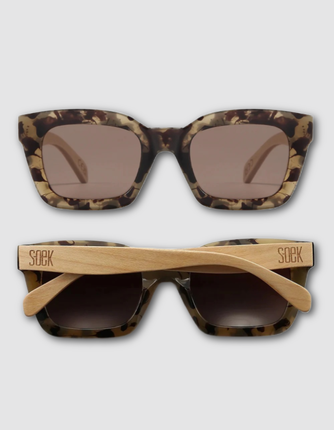 SOEK Zahra Opal Tort Sunglasses with Brown Gradient Lens and White Maple Arms