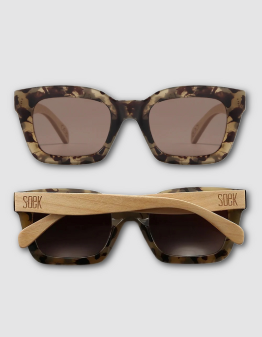 SOEK Zahra Opal Tort Sunglasses with Brown Gradient Lens and White Maple Arms