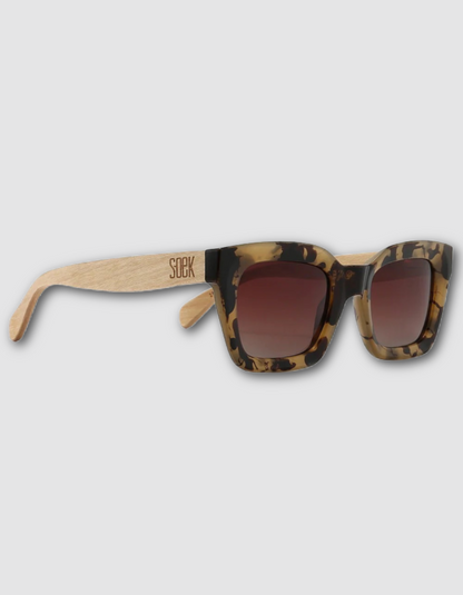 SOEK Zahra Opal Tort Sunglasses with Brown Gradient Lens and White Maple Arms