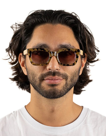 SOEK Zahra Opal Tort Sunglasses with Brown Gradient Lens and White Maple Arms