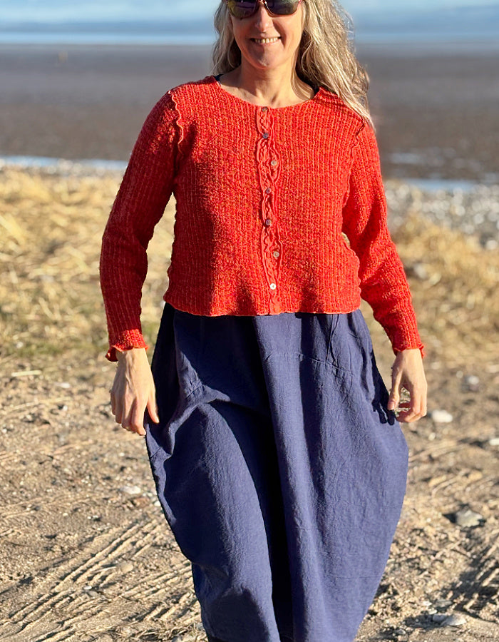 cropped orange cotton summer cardigan