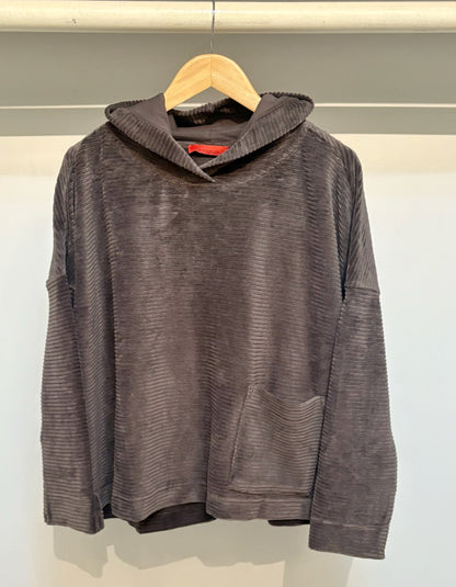 Vetono Boxy Hooded Top in Olive Jumbo Cord