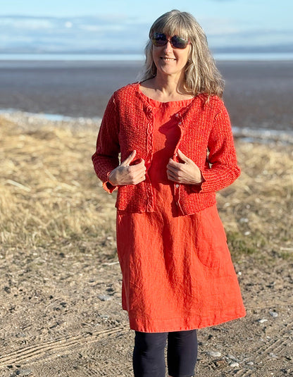 cropped orange cotton summer cardigan