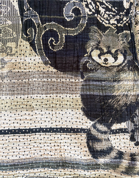 organic cotton jacquard card with black and white panda design