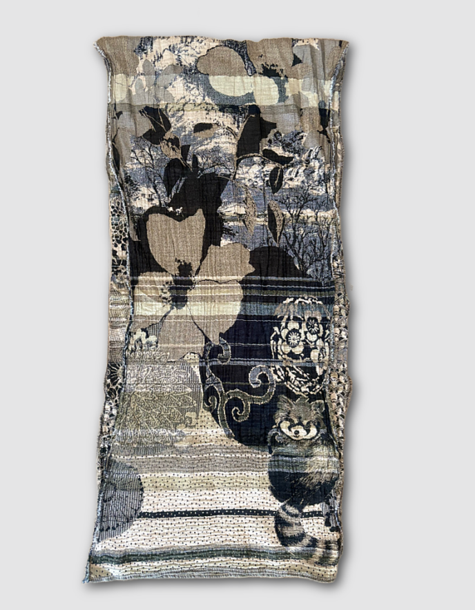 organic cotton jacquard card with black and white panda design